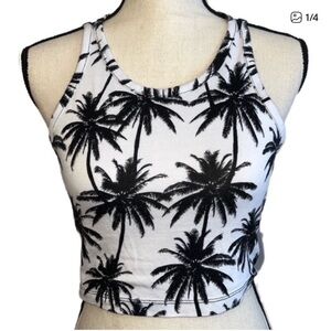 Charlotte Russe Black and White Palm Print Tank Top
